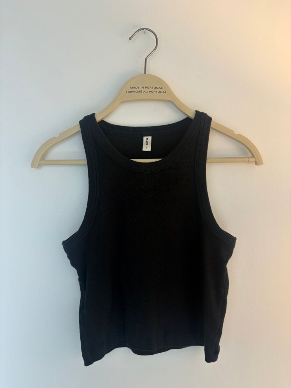 KOTN Black Ribbed High Neck Cropped Tank Top β Size S